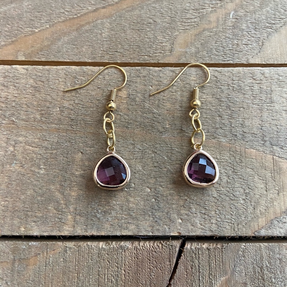 3 for $25 Handmade Purple & Gold Earrings - Picture 2 of 2